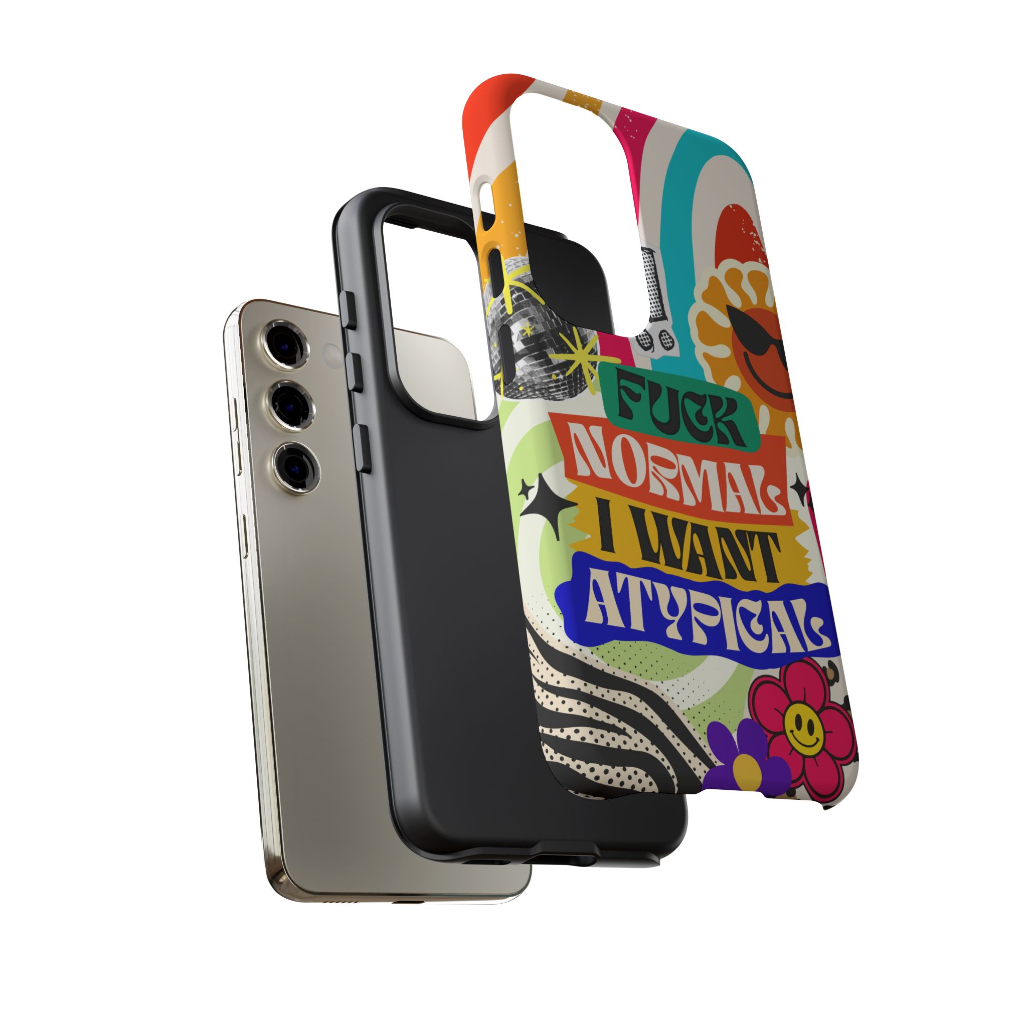 Phone Case — "Fuck Normal I Want Atypical" Retro Sticker Collage - Image 73