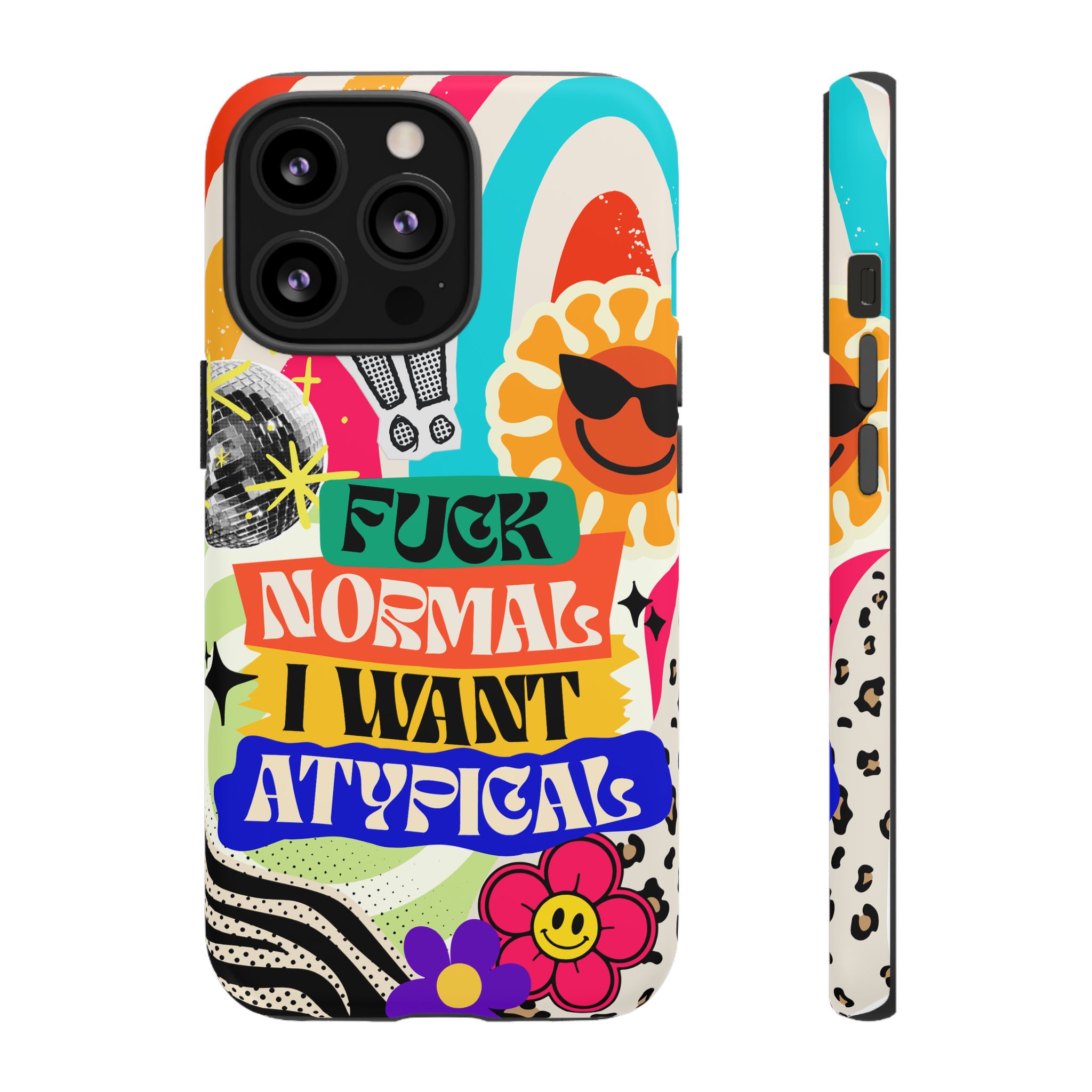 Phone Case — "Fuck Normal I Want Atypical" Retro Sticker Collage - Image 25