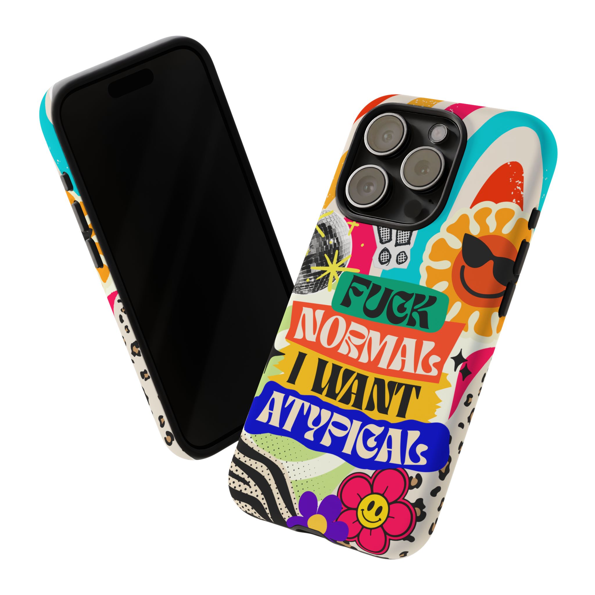 Phone Case — "Fuck Normal I Want Atypical" Retro Sticker Collage - Image 115