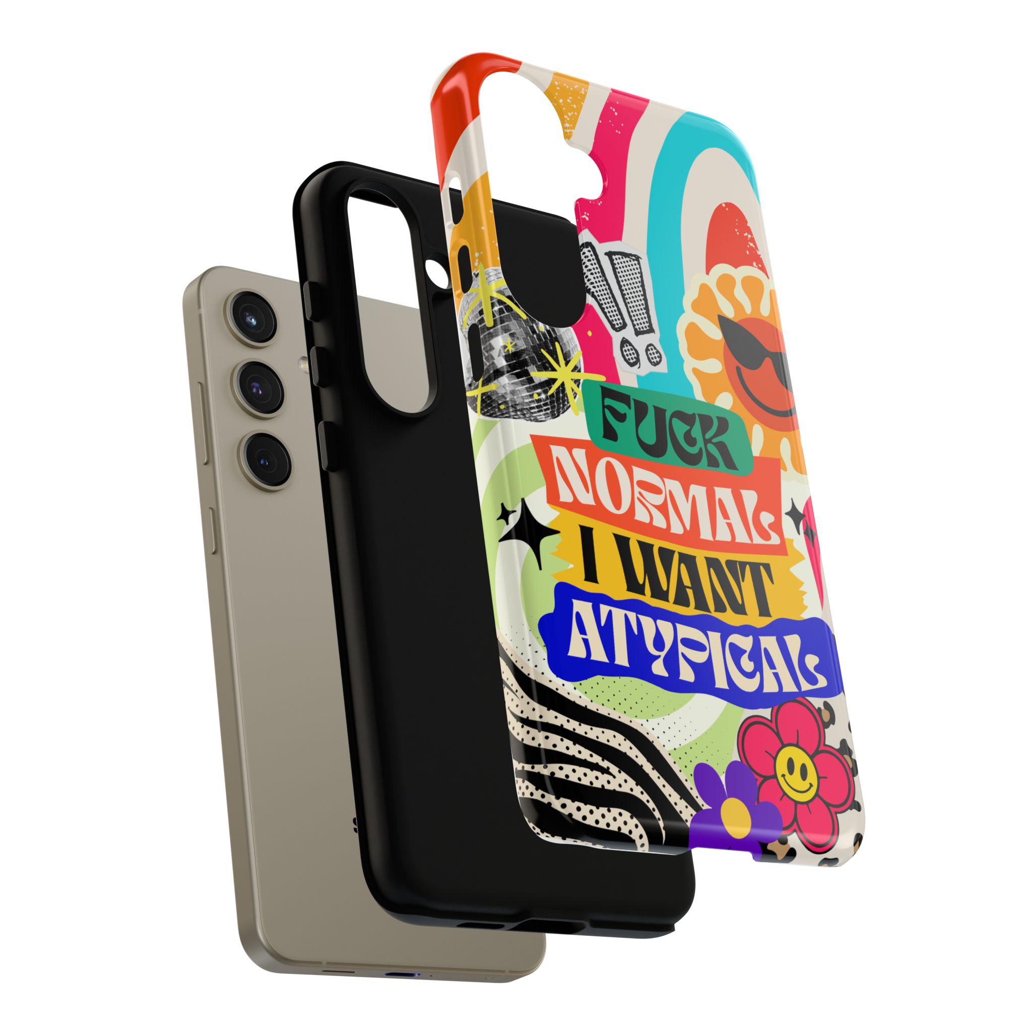 Phone Case — "Fuck Normal I Want Atypical" Retro Sticker Collage - Image 134