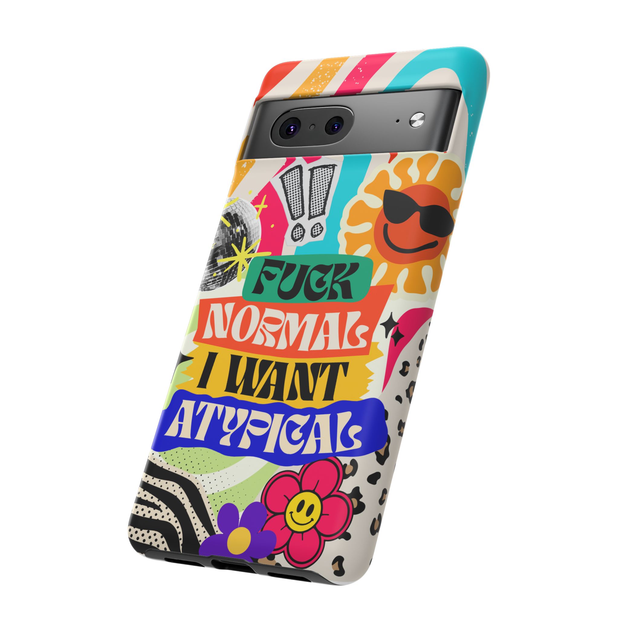 Phone Case — "Fuck Normal I Want Atypical" Retro Sticker Collage - Image 96