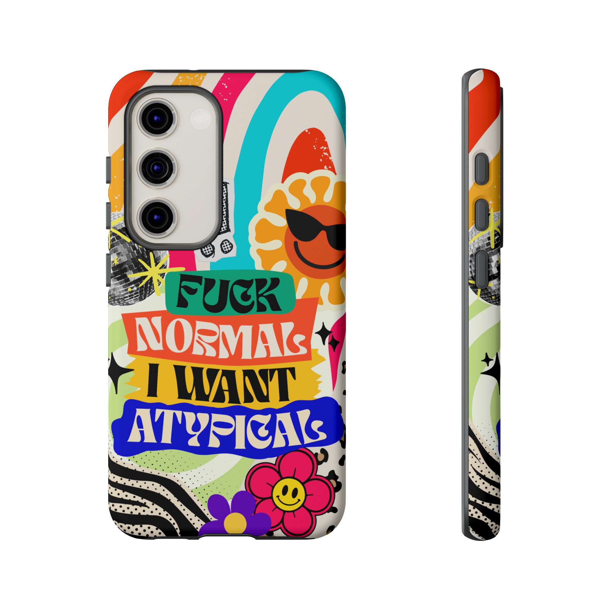 Phone Case — "Fuck Normal I Want Atypical" Retro Sticker Collage - Image 71