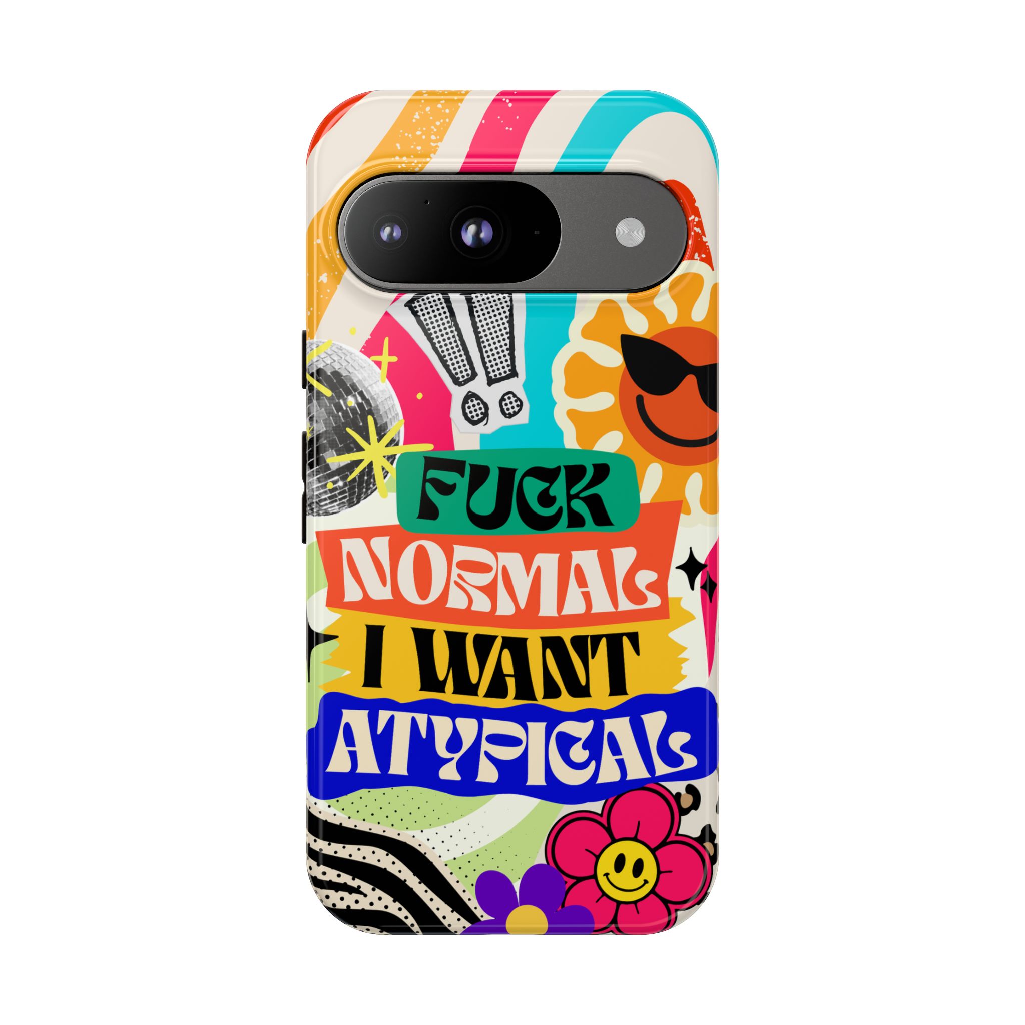 Phone Case — "Fuck Normal I Want Atypical" Retro Sticker Collage - Image 181