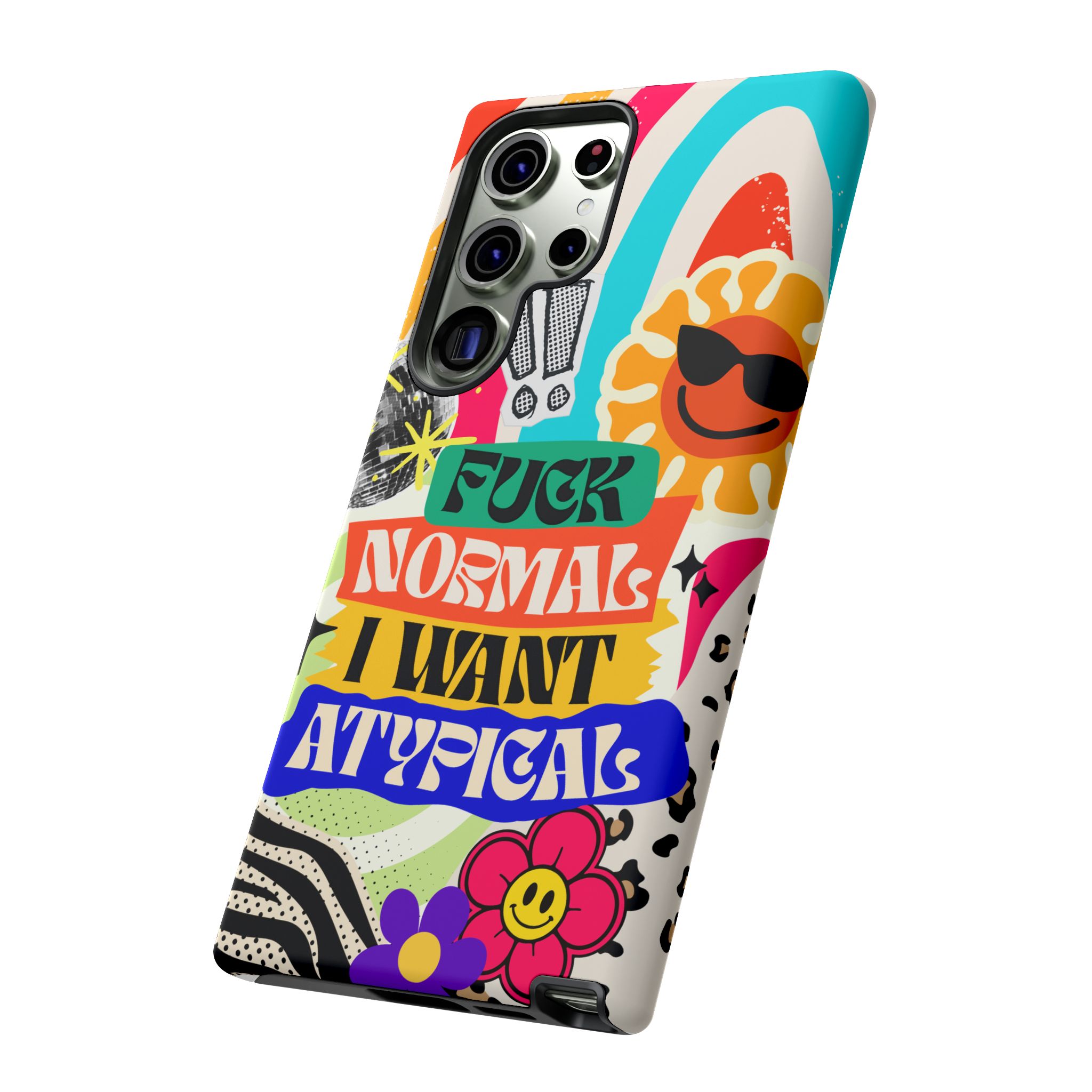 Phone Case — "Fuck Normal I Want Atypical" Retro Sticker Collage - Image 88