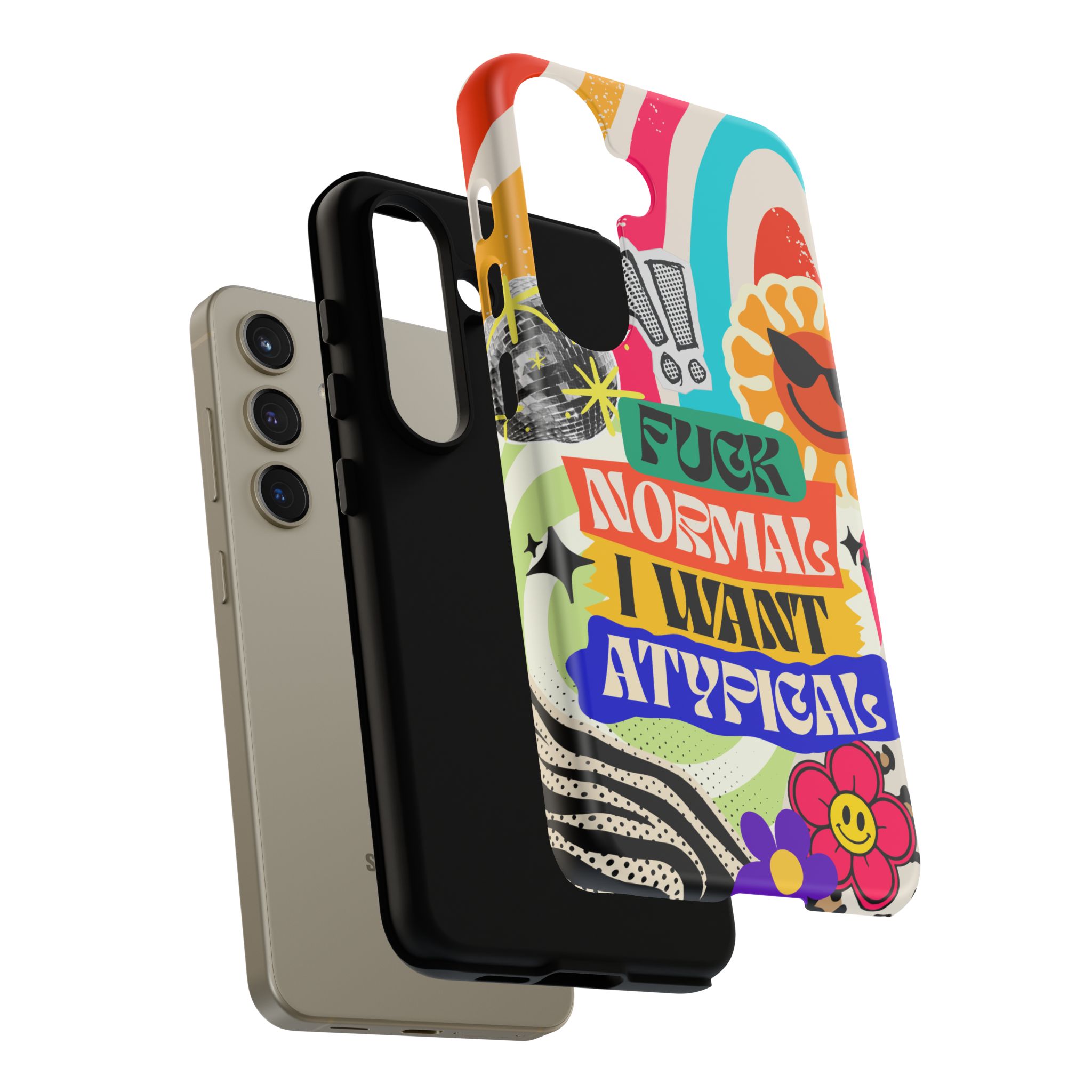 Phone Case — "Fuck Normal I Want Atypical" Retro Sticker Collage - Image 130