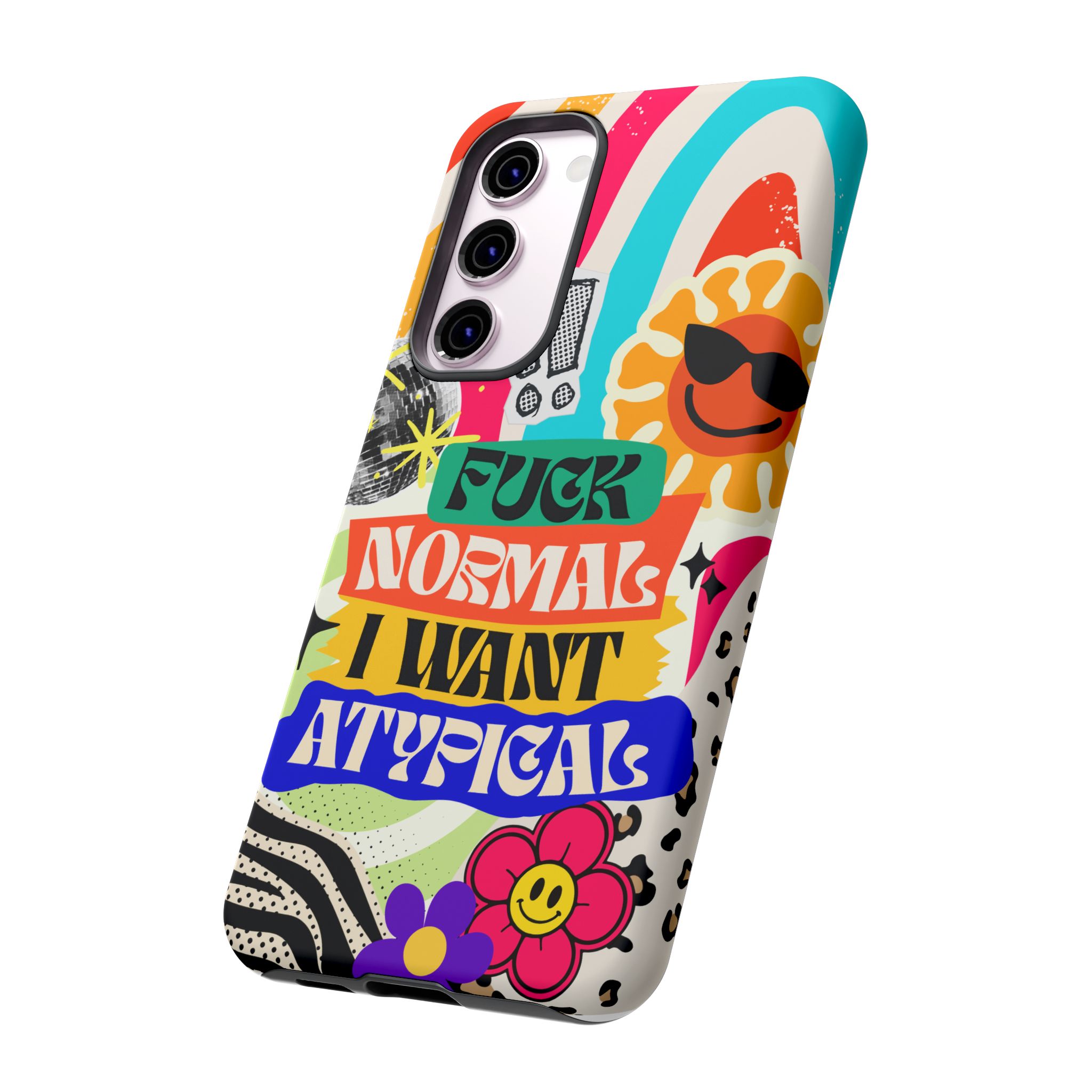 Phone Case — "Fuck Normal I Want Atypical" Retro Sticker Collage - Image 80