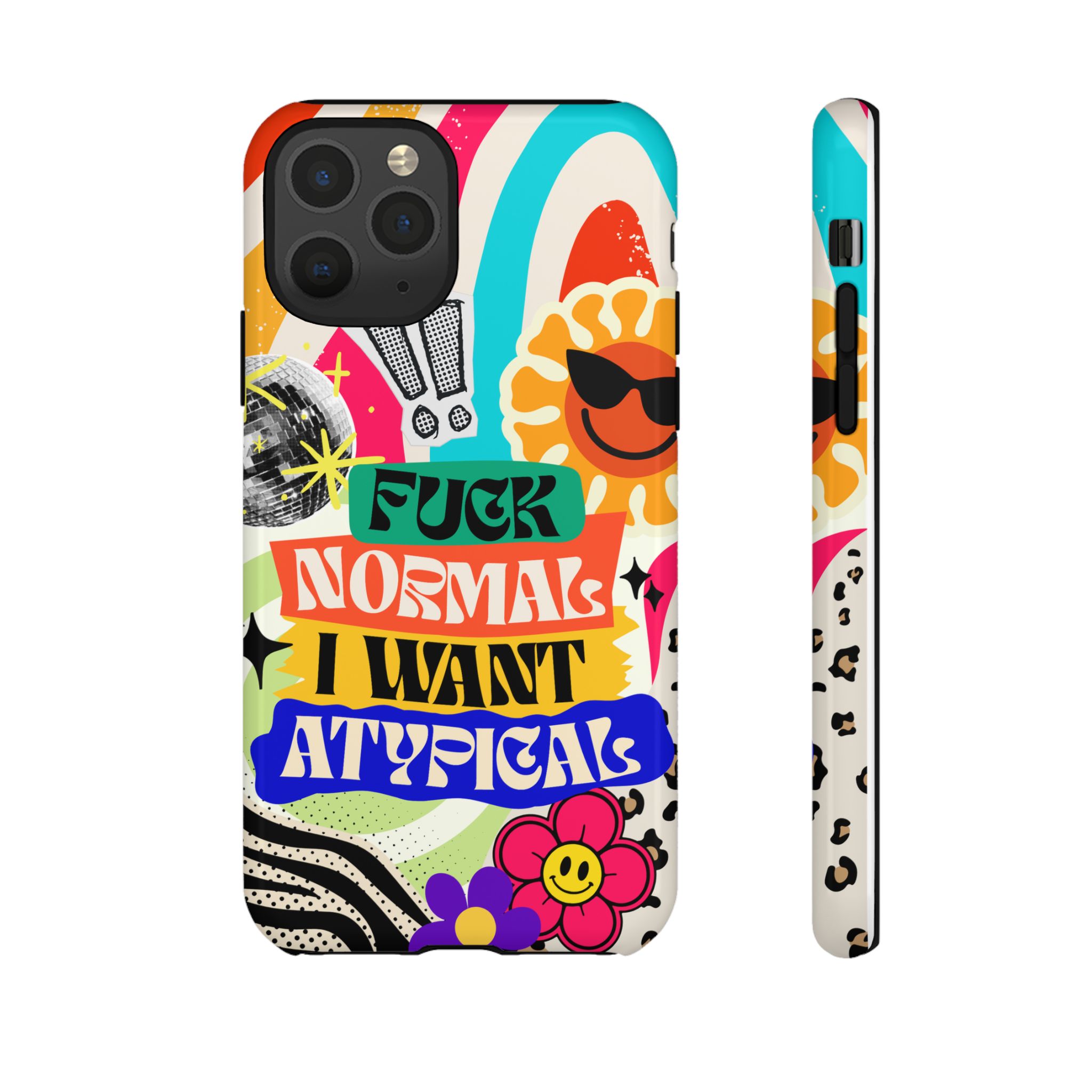 Phone Case — "Fuck Normal I Want Atypical" Retro Sticker Collage - Image 9
