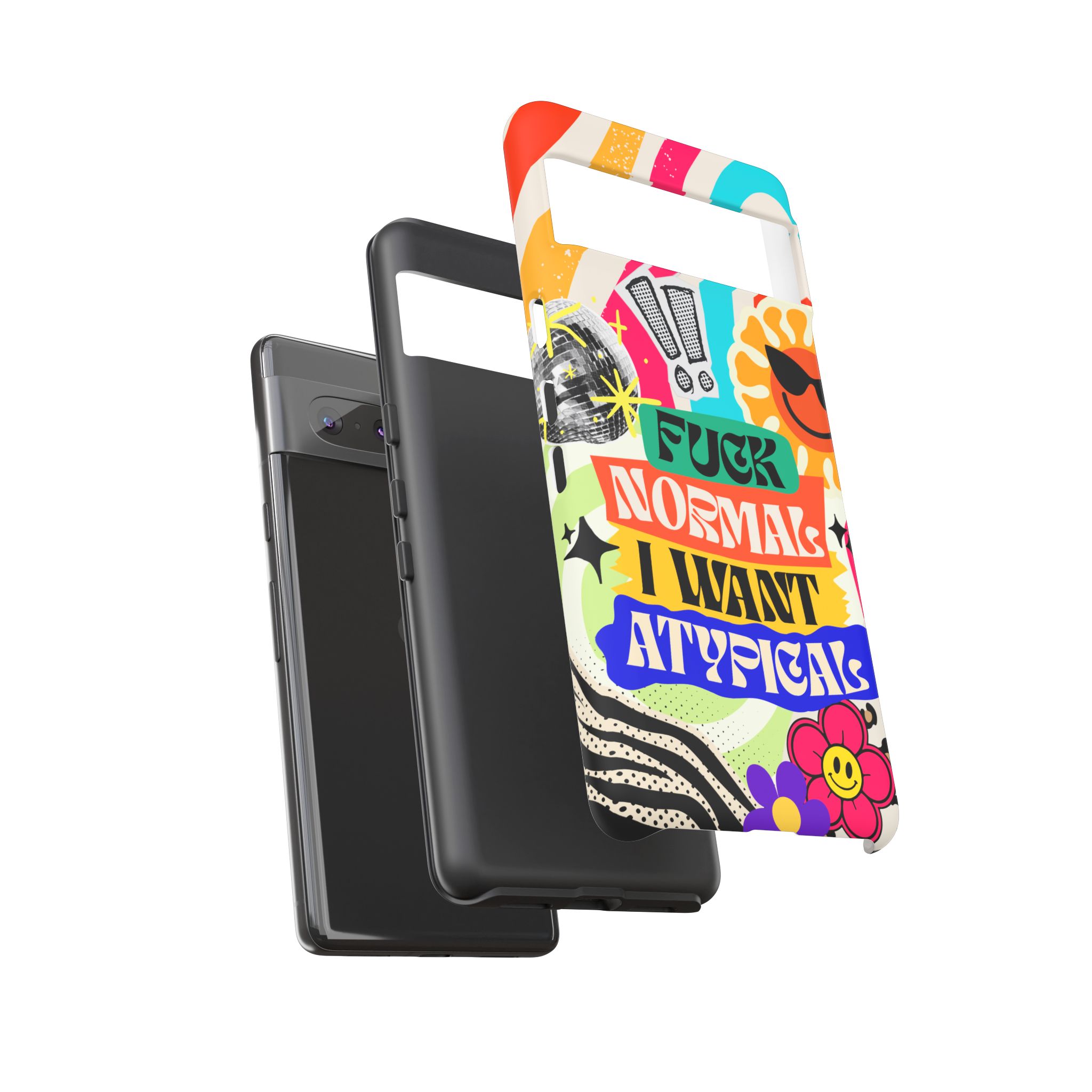 Phone Case — "Fuck Normal I Want Atypical" Retro Sticker Collage - Image 97