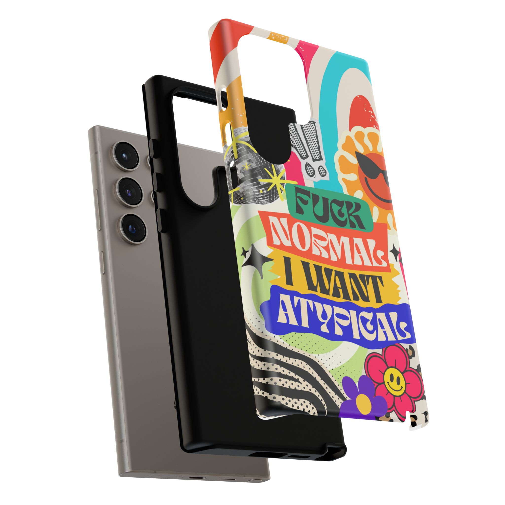 Phone Case — "Fuck Normal I Want Atypical" Retro Sticker Collage - Image 144