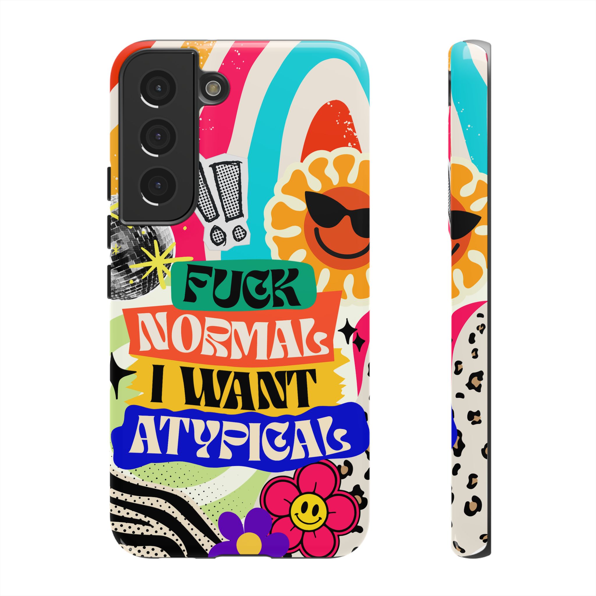 Phone Case — "Fuck Normal I Want Atypical" Retro Sticker Collage - Image 28
