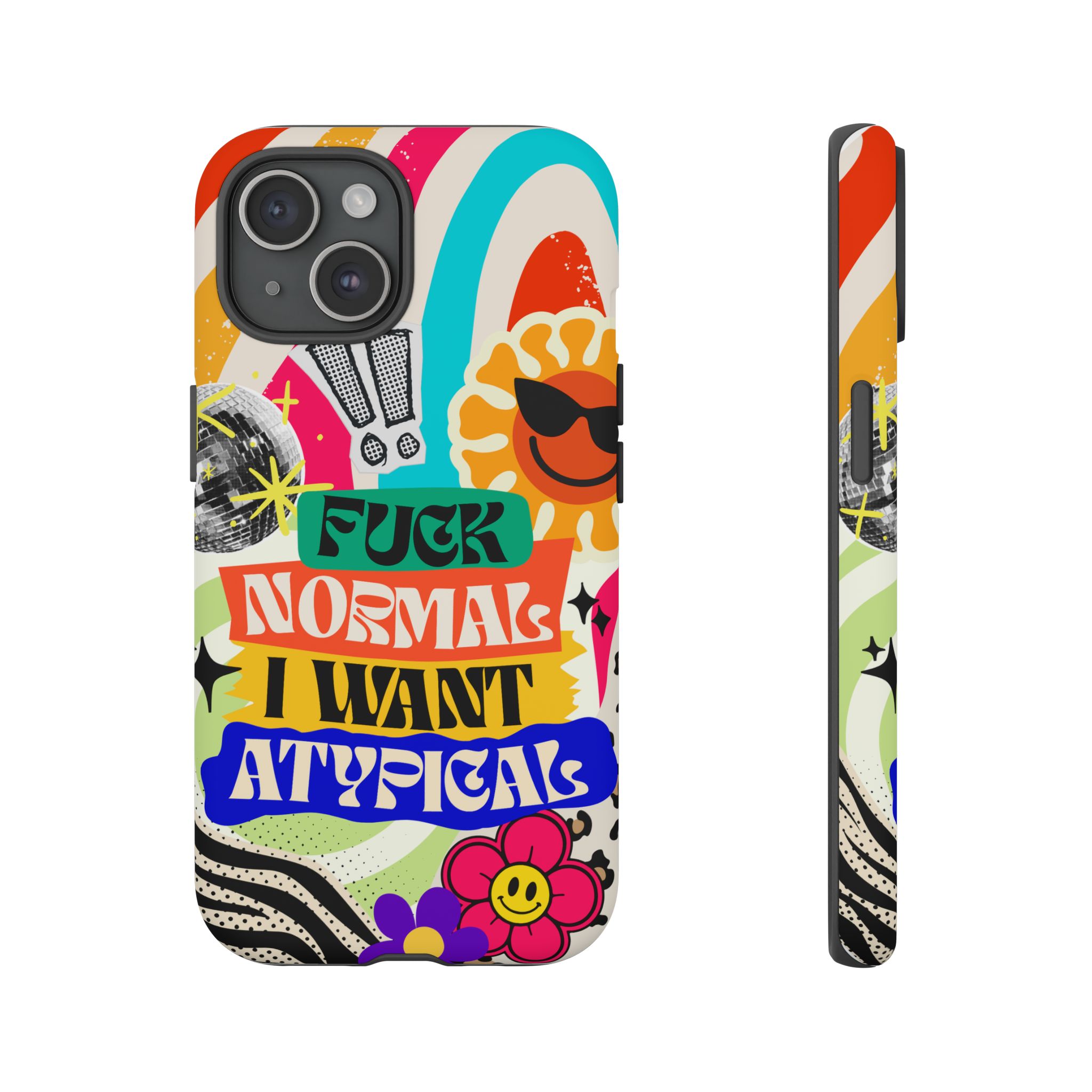 Phone Case — "Fuck Normal I Want Atypical" Retro Sticker Collage - Image 102
