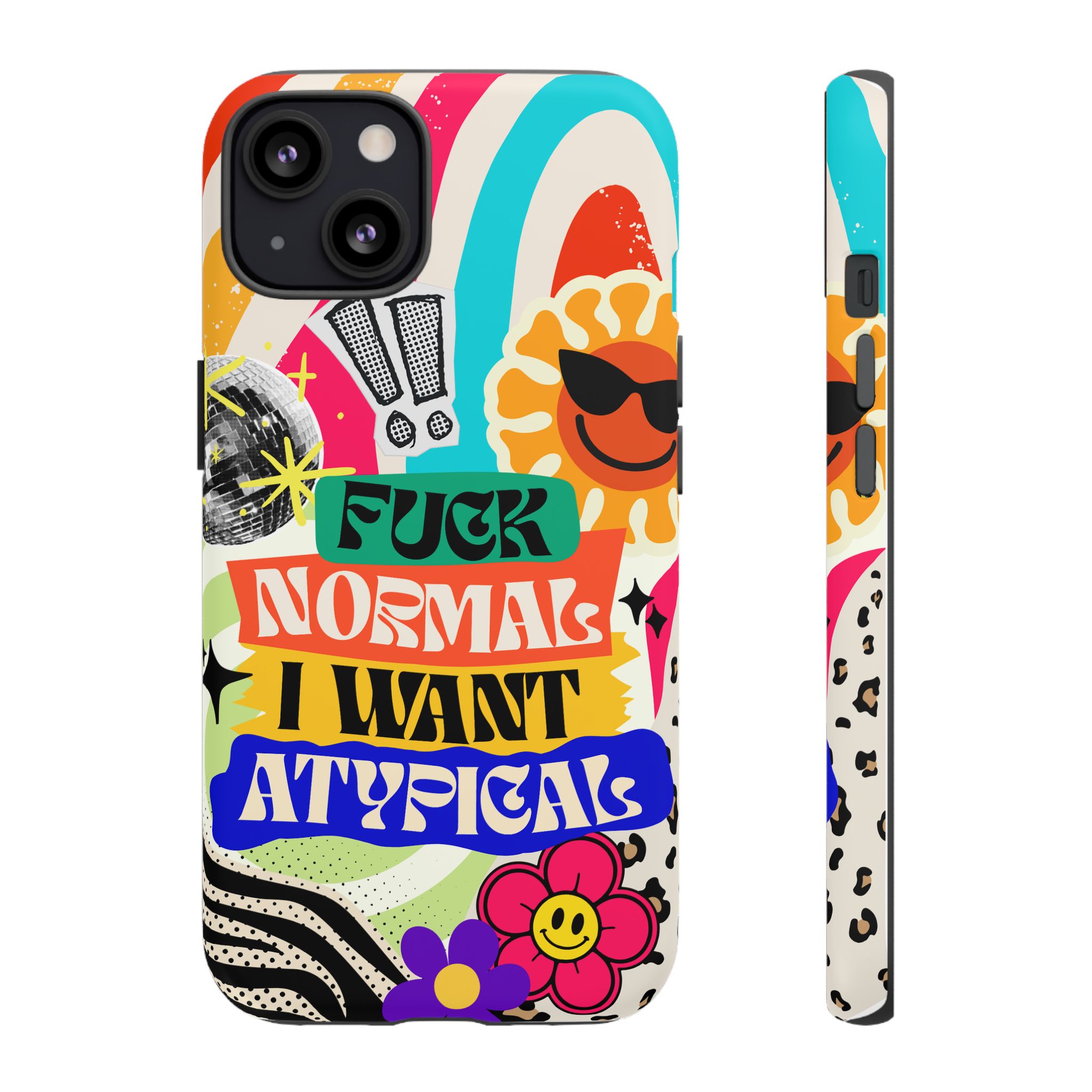 Phone Case — "Fuck Normal I Want Atypical" Retro Sticker Collage - Image 21