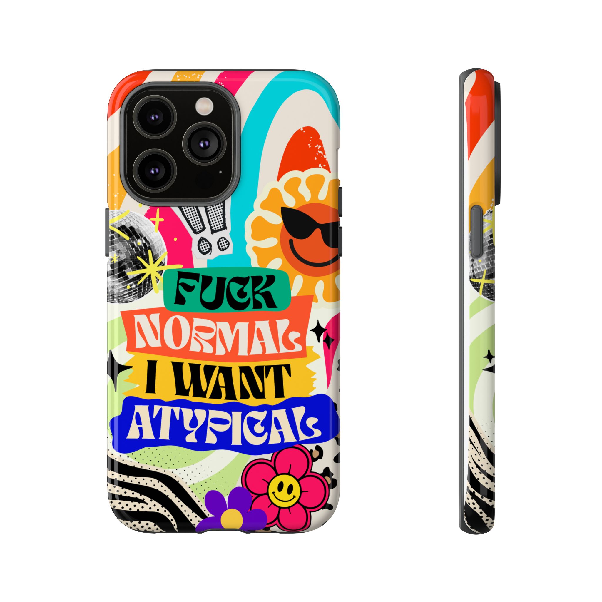 Phone Case — "Fuck Normal I Want Atypical" Retro Sticker Collage - Image 60