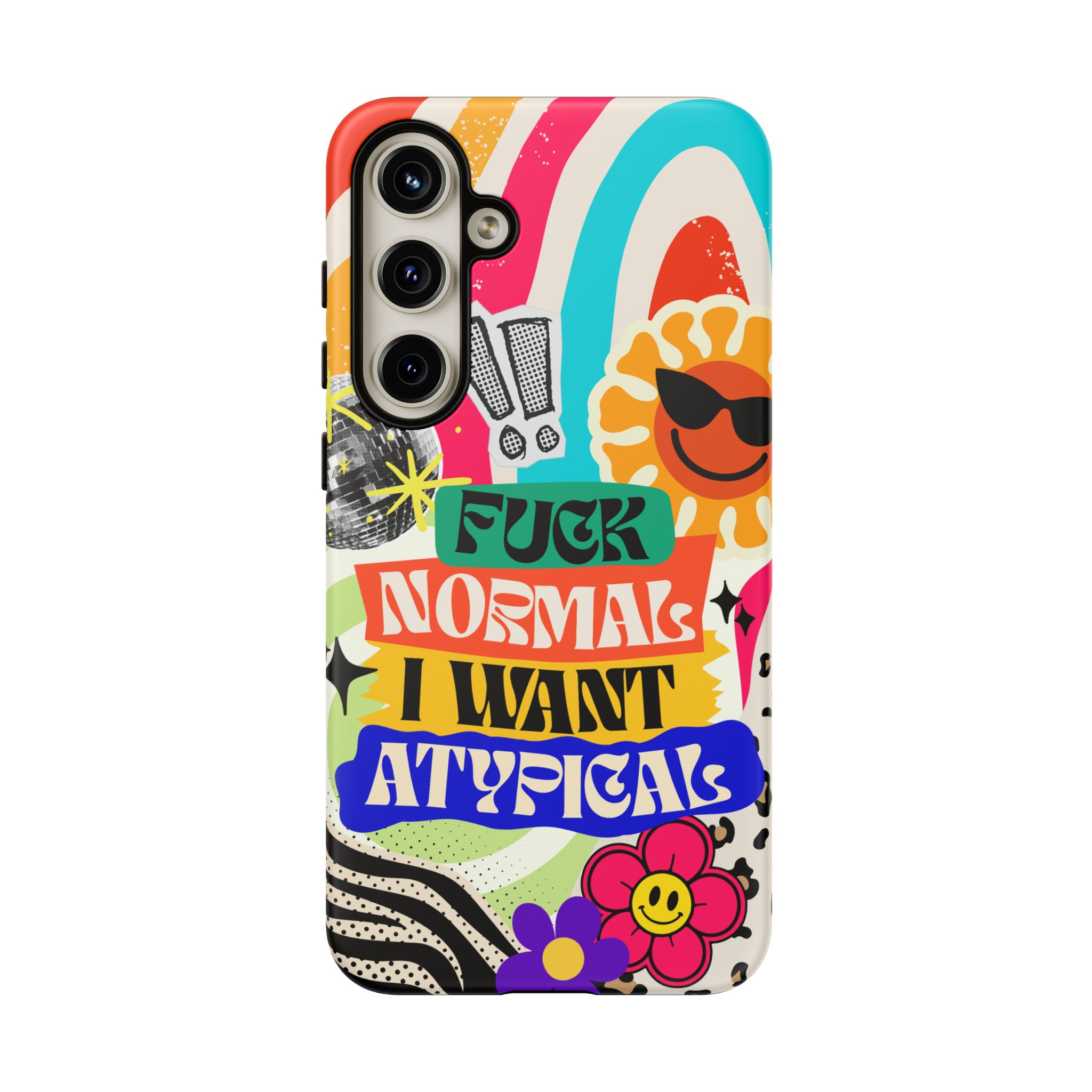 Phone Case — "Fuck Normal I Want Atypical" Retro Sticker Collage - Image 135