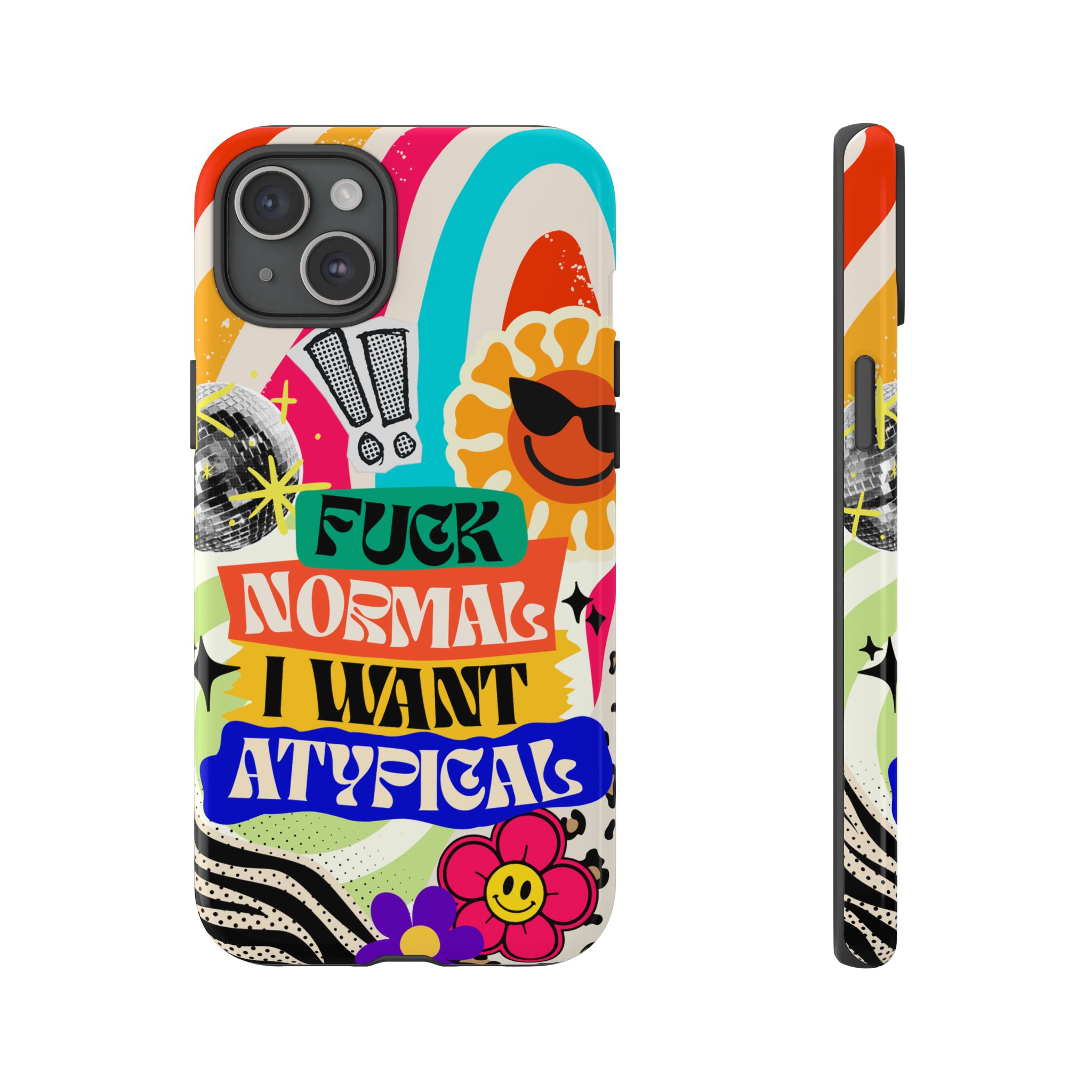 Phone Case — "Fuck Normal I Want Atypical" Retro Sticker Collage - Image 105