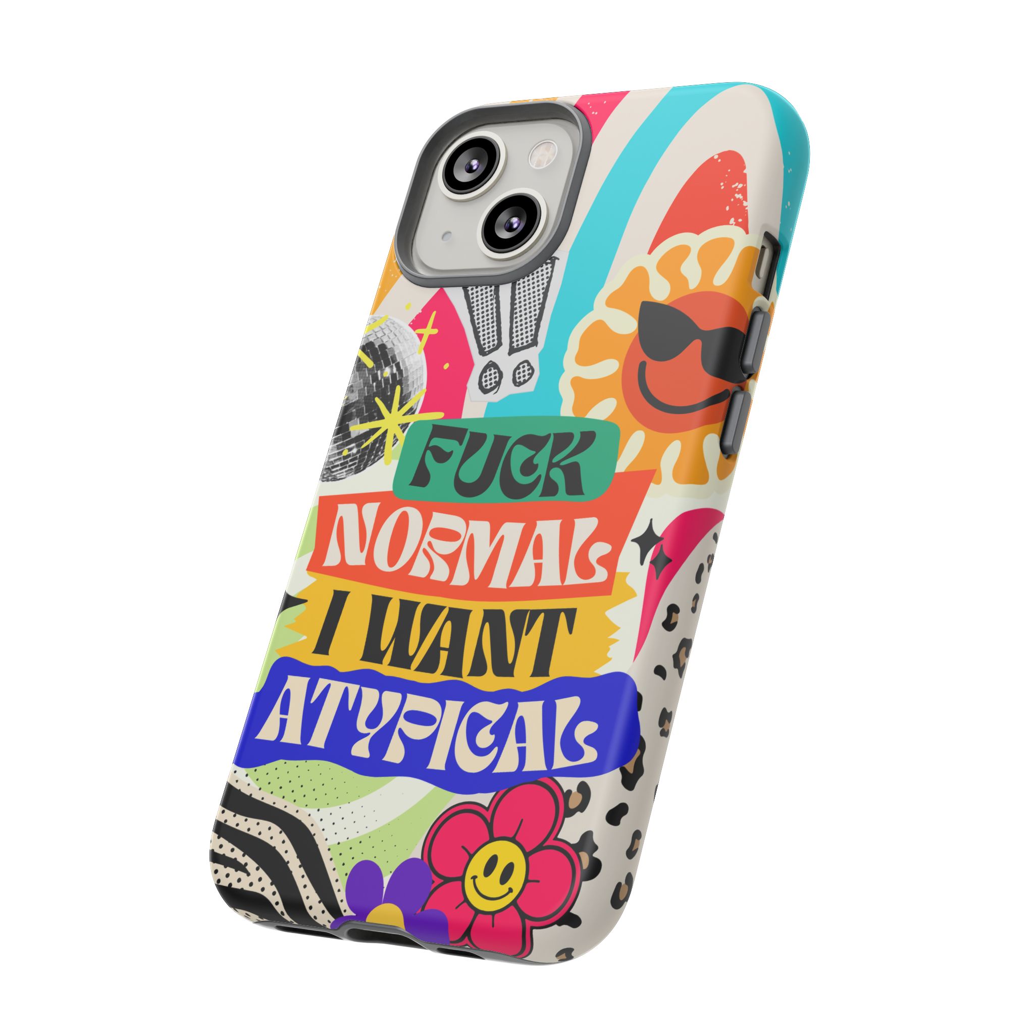 Phone Case — "Fuck Normal I Want Atypical" Retro Sticker Collage - Image 41
