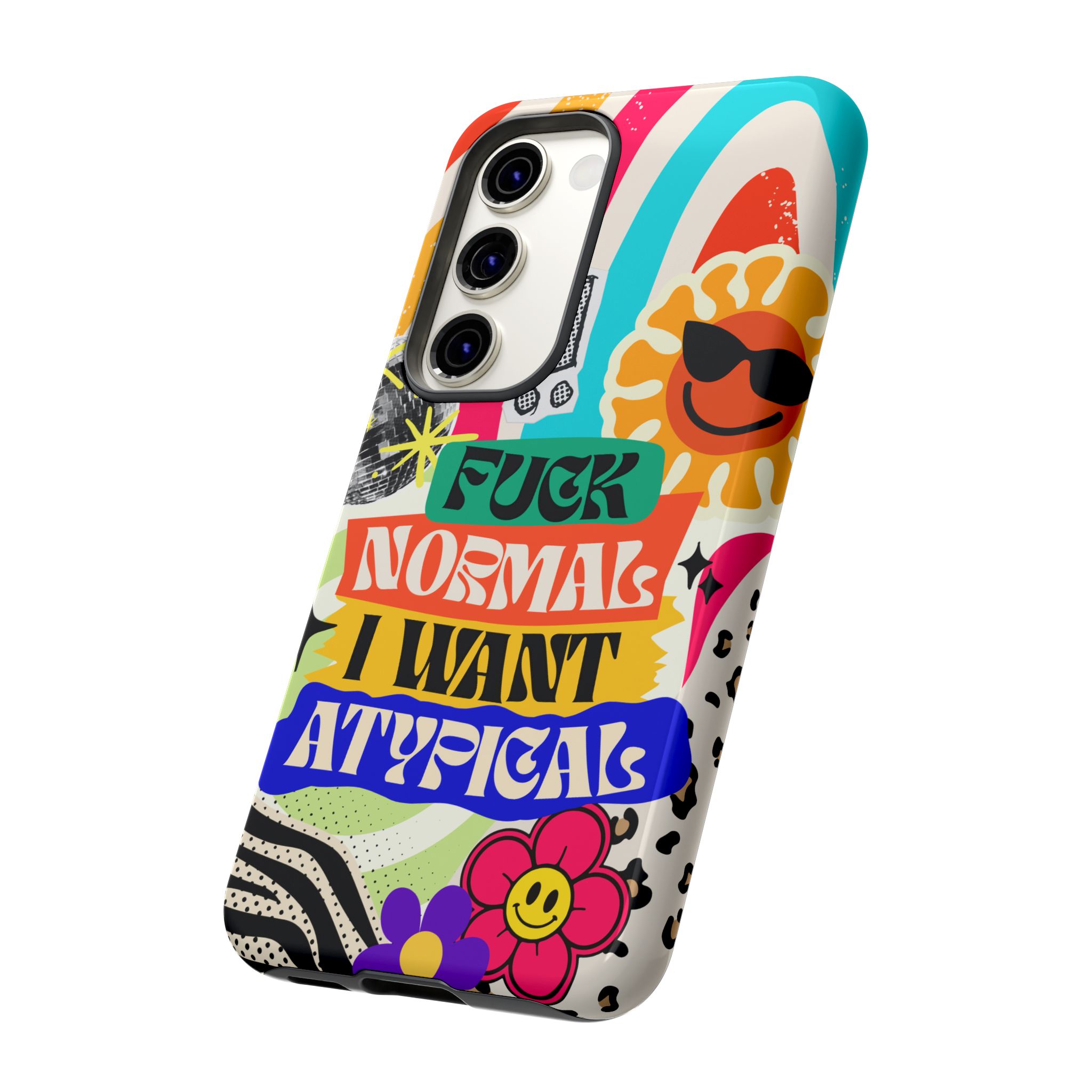 Phone Case — "Fuck Normal I Want Atypical" Retro Sticker Collage - Image 68