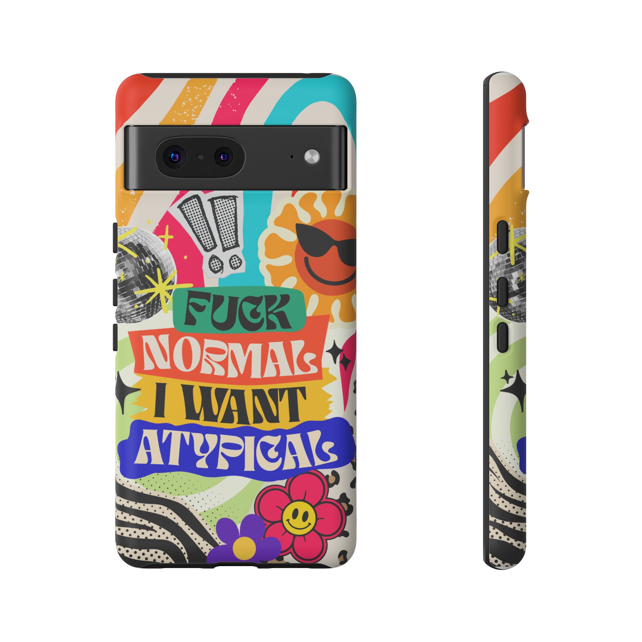 Phone Case — "Fuck Normal I Want Atypical" Retro Sticker Collage - Image 95