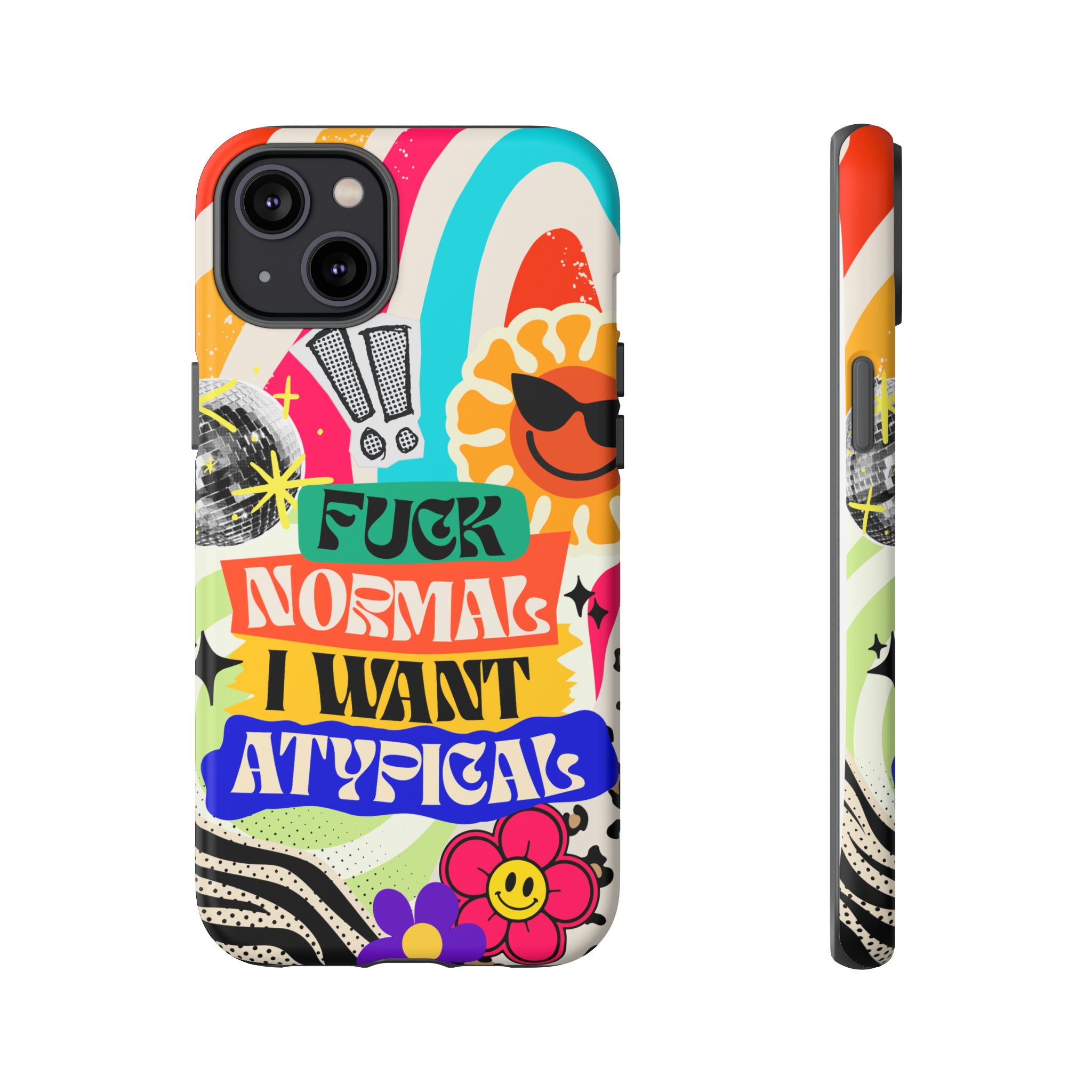 Phone Case — "Fuck Normal I Want Atypical" Retro Sticker Collage - Image 56
