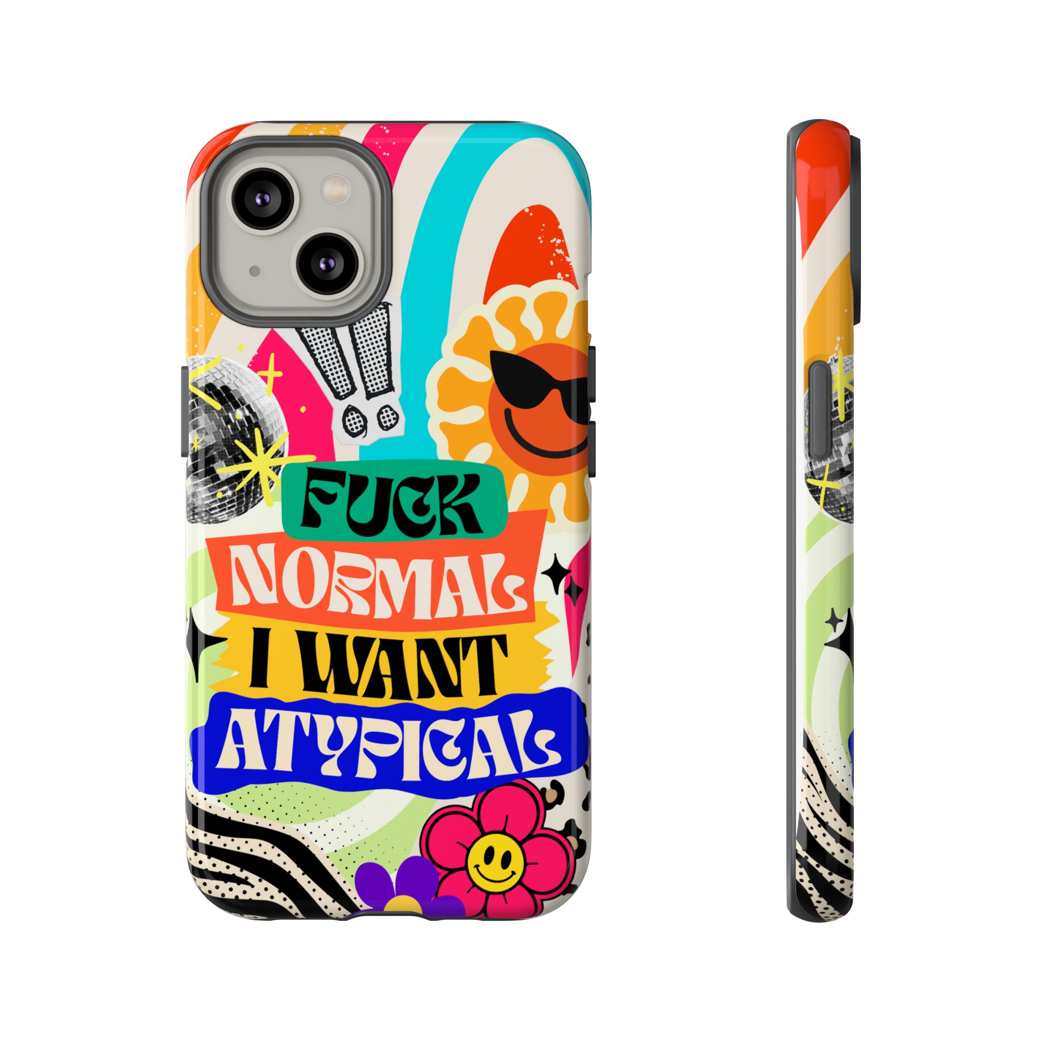 Phone Case — "Fuck Normal I Want Atypical" Retro Sticker Collage - Image 36