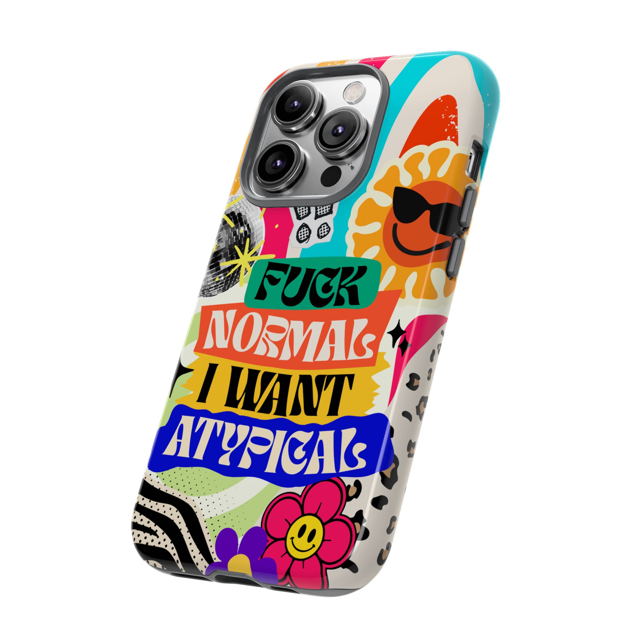 Phone Case — "Fuck Normal I Want Atypical" Retro Sticker Collage - Image 45