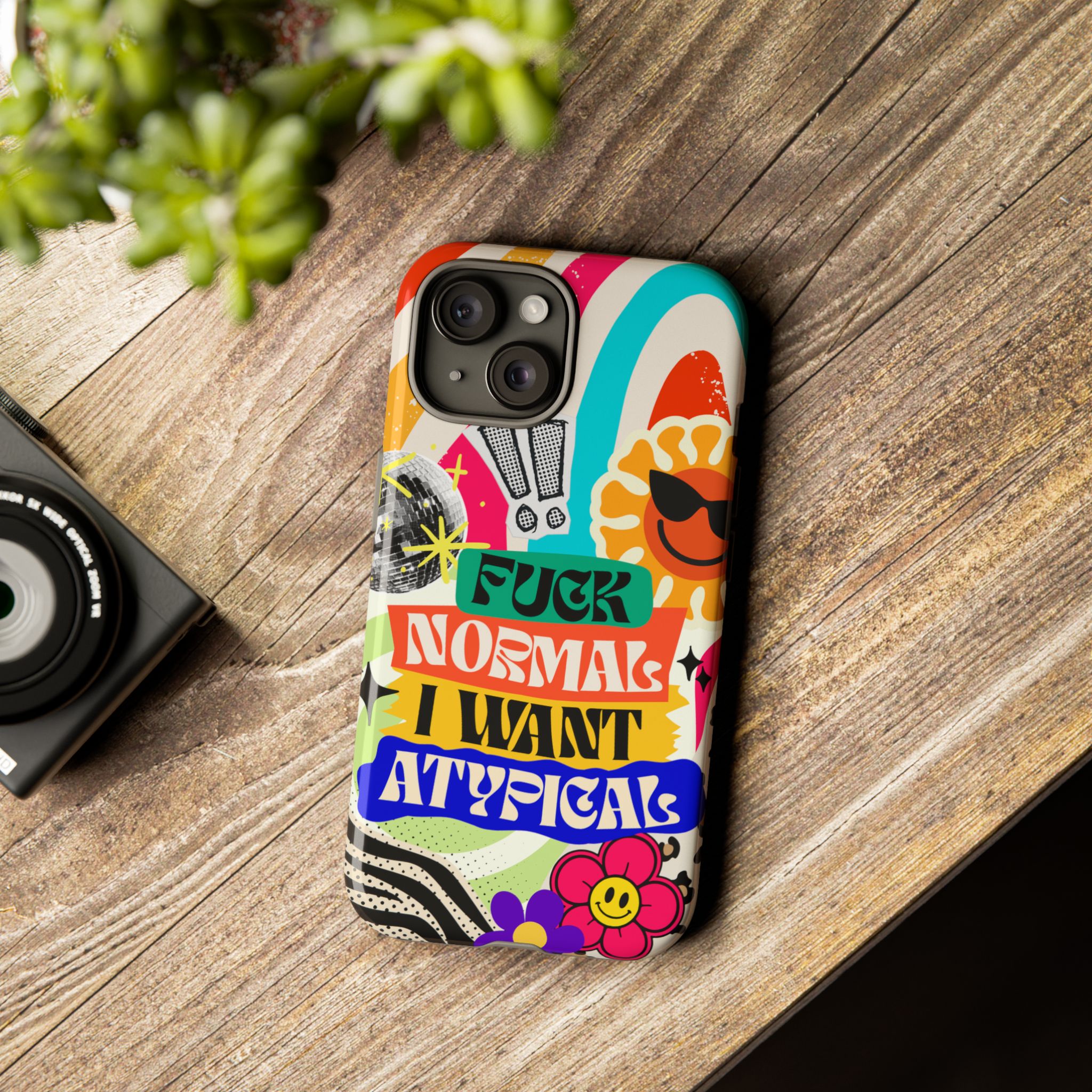 Phone Case — "Fuck Normal I Want Atypical" Retro Sticker Collage - Image 101