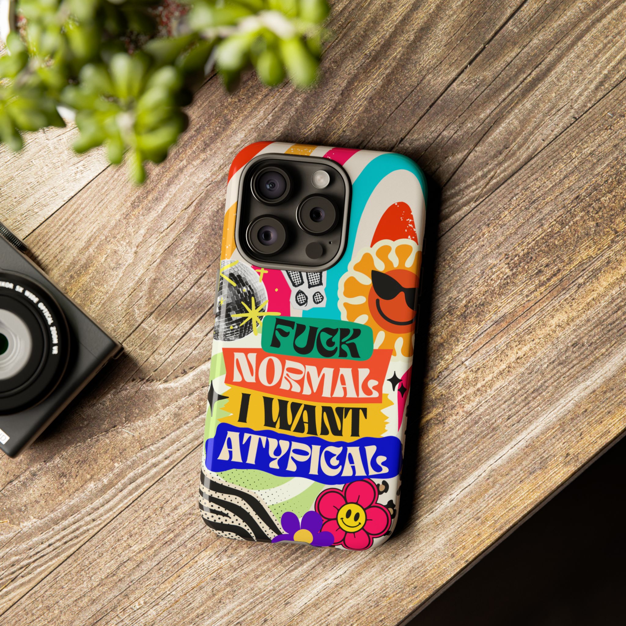 Phone Case — "Fuck Normal I Want Atypical" Retro Sticker Collage - Image 113